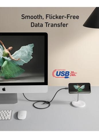 Кабель USB-C to USB-C - 0.9m 240W 20 Gbps 4K Video Tranfer Bio-Nylon Black (7133643) Anker (360399455)