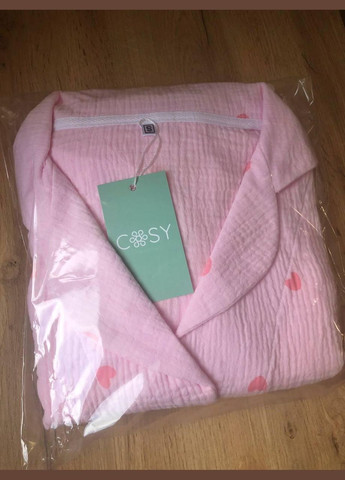Рожева всесезон піжама домашня жіноча з мусліну брюки + сорочка серця рубашка + брюки Cosy M106P