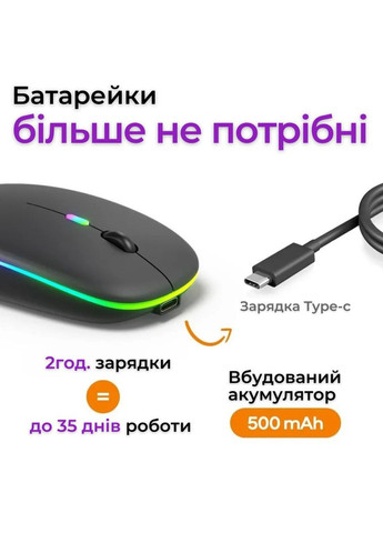 Бездротова акумуляторна мишка з RGB-підсвіткою, роздільна здатність 1600DP, Bluetooth 5.2 і WiFi 2.4 GHz LOT (342067587)
