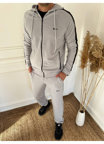 Сірий демісезонний костюм чоловічий двонитка,штани та кофта злампасом Україна