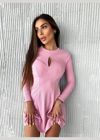 Розовое повседневный женское платье с вырезом длины мини MonCher