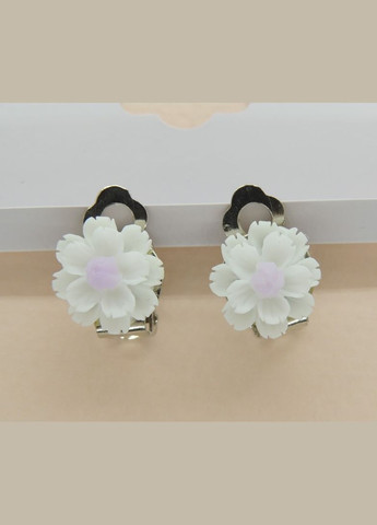 Сережки кліпси дитячі для вух без пробивання квітка Хризантема ніжно світлорожева з бірюзовою Liresmina Jewelry (289533626)
