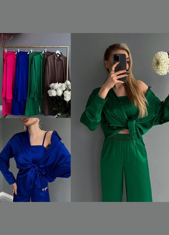 Женский зеленый костюм тройка No Brand (340424179)