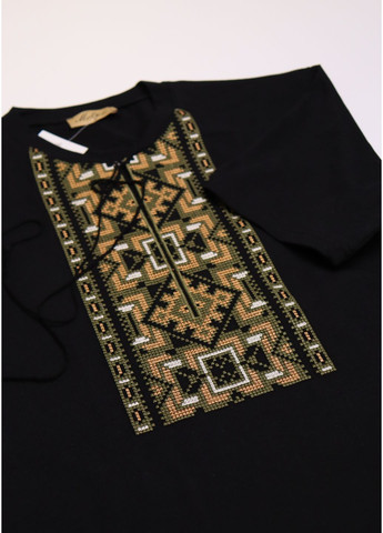 Молочна чорна чоловіча футболка вишиванка іван MOTYV візерунок орнамент бавовна (360899632)