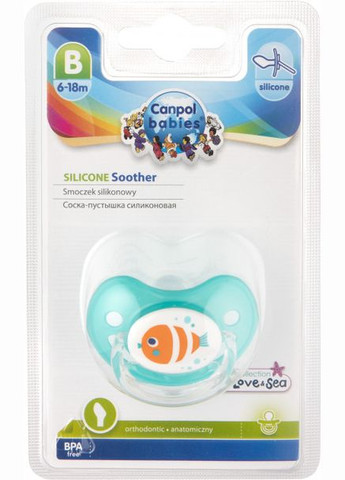Силиконовая анатомическая пустышка Love & Sea, 6-18 месяцев, бирюзовый (22/507 Бирюзовый) Canpol Babies 22/507 Бірюзовий (335973955)