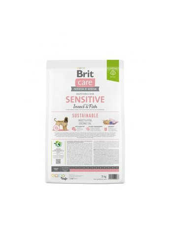 Сухий корм Dog Sustainable Sensitive для собак з чутливим травленням, з рибою та комахами, 3 кг Brit Care (322874469)