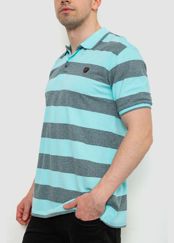 Бірюзова поло чоловіче в смужку 214r6187 з коротким рукавом Ager