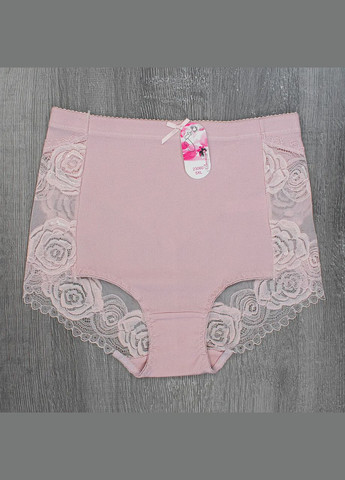 Труси великих розмірів з натуральної бавовни в рубчик із мереживними вставками набір 4 шт No Brand Сліп (316080449)