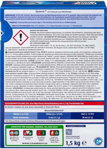 Порошок антинакип для стиральной машины Anti-Kalk, 1,5 кг — 128 стирок Denkmit (356112361)