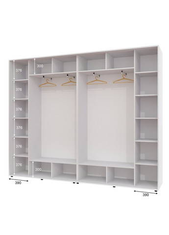 Шкаф-купе четырехдверный 310*45*230 Белый Зеркало с пескоструйным рисунком Алекса (360477012)