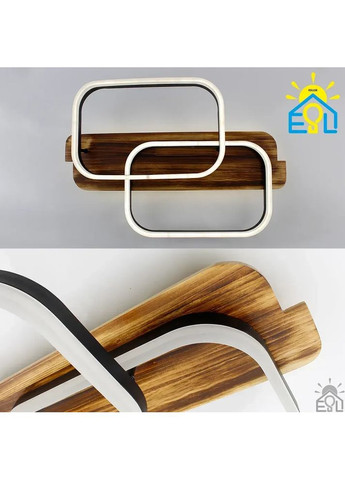 Управляемая светодиодная люстра WOODY 95W-2SQ-APP-650x420x135-BLACK/WOOD ESLLSE (365651754)