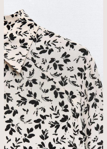 Чорна коротка сукня сорочка в квітковий принт Zara