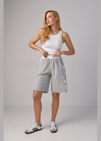 Жіночі трикотажні шорти з написом Nike - світло-сірий Lurex (293301477)