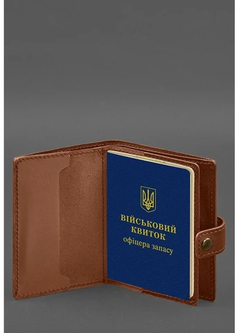 Кожаная обложка-портмоне для военного билета офицера запаса (узкий документ) Светло-коричневая BlankNote (398244764)