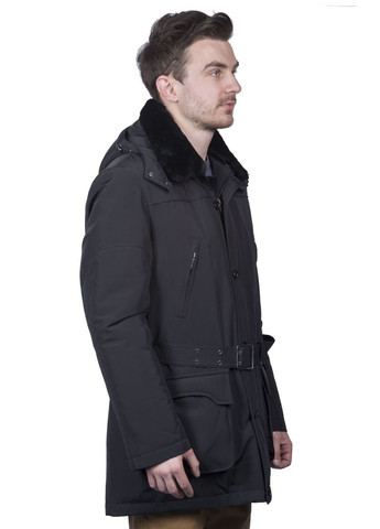 Черная демисезонная мужская спортивная куртка с синтепоном и съемным мехом kuper (, ), 36671 No Brand