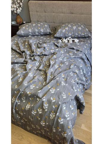 Постільна білизна Вербена сірий, ранфорс гофра (жатка) Полуторний розмір, наволочки 70/70 No Brand (364220210)