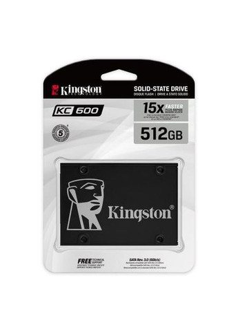 Твердотельный накопитель 512Gb, KC600, SATA3, 2.5", 3D TLC, 550/520 MB/s (SKC600/512G) Kingston (314748373)