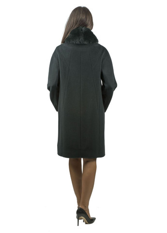 Зелене демісезонне Ошатне жіноче вовняне пальто з хутром песця, колір Bella Bicchi (зелений, ), 39701 No Brand