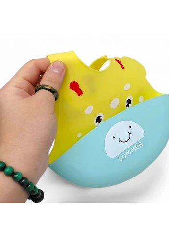 Нагрудник силиконовый с карманом для кормления в виде Ежика Mega Zayka (391548682)