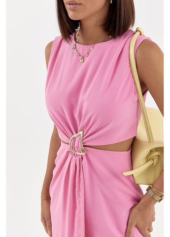 Рожева відвертий сукня міді з вирізами на талії - чорний колір Lurex