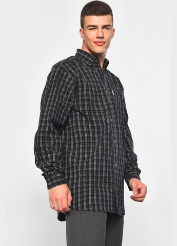 Сорочка чоловіча батальна чорного кольору в смужку Let's Shop (293939420)
