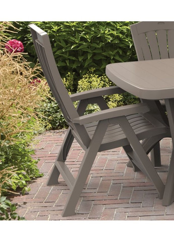 Стул садовый пластиковый Santorini, бежево-серый Keter (362579385)