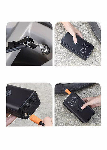 Портативний автомобільний компресор CQB-008-04 бездротовий з дисплеєм ліхтариком Type-C 14 шт Helloleiboo (353828115)