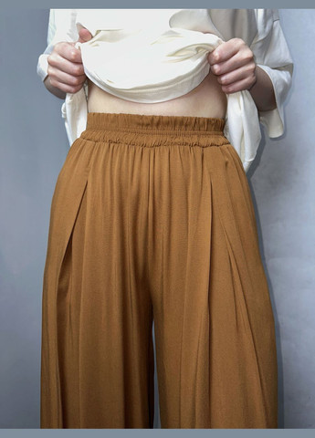 Женские свободные брюки с поясом на резинке карамель MKAZ64-4 46 Modna KAZKA (276650223)