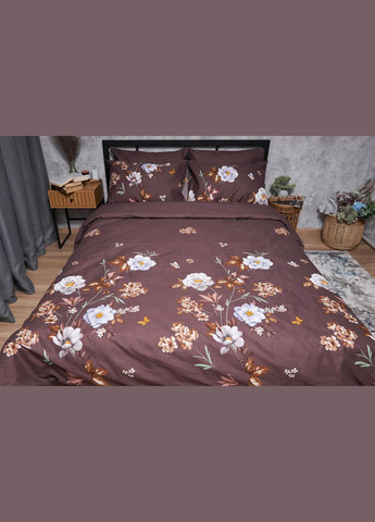 Комплект постільної білизни Микросатин Premium «» Полуторний Євро 160х220 наволочки 4х70х70 (MS-820005029) Moon&Star Floral Mocha (293148369)