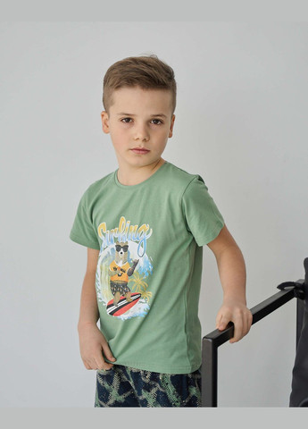 Оливкова (хакі) підлітковий комплект із шортами на хлопчика Tom John