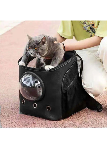 Рюкзак сумка переноска для животных кошек собак с иллюминатором вентиляцией подстилкой 36х29х25 см (477197-Prob) Черный Unbranded (295438361)