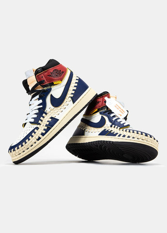 Синій Осінні кросівки чоловічі nike air jordan 1 x union l.a blue white red | найк аір джордан 1 сині білі червоні No Brand