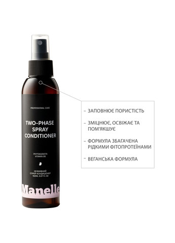 Двофазний спрей-кондиціонер Professional care Phytokeratin vitamin B5, 150 мл Manelle MN_TFS_PKVB_150 (366529561)