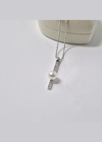 Серебряная подвеска Кулон Палочка с Жемчугом Серебро 925 пробы Родированное 904п 1.13г No Brand (306742124)