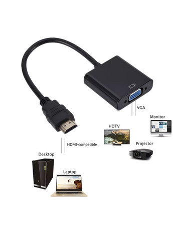 HDMI-VGA адаптер с аудио и питанием, комплект с 2 кабелями No Brand (353928806)