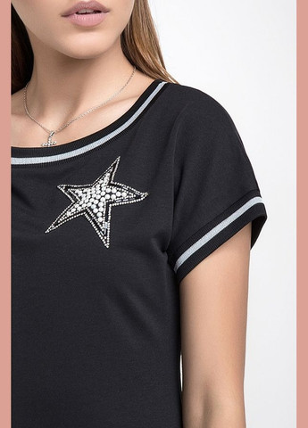 Чорна повсякденний сукня-туніка з бавовняного трикотажу (1713) Triko Bakh