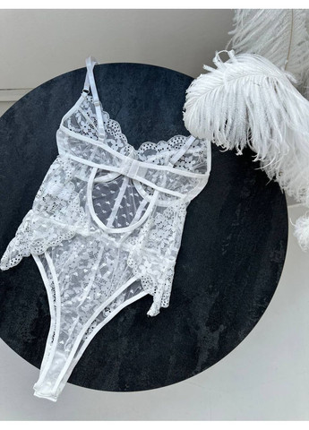 Боді біле мереживне з силуетними швами та акцентом на талії Vital-Textile 921/79 (361853733)