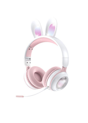 Беспроводные наушники с ушками кролика, микрофоном и LED-подсветкой KE-1 (Белая пудра) Atd (349824257)