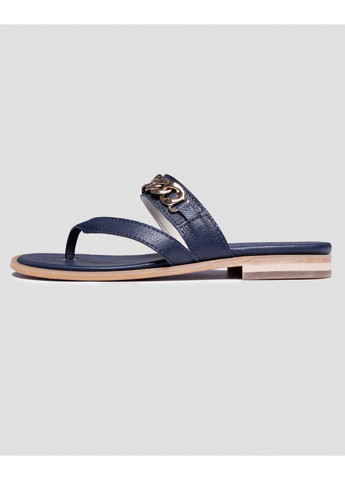 Темно-синие женские кожаные слайдеры - синий, 36 Juli Briz с цепочками