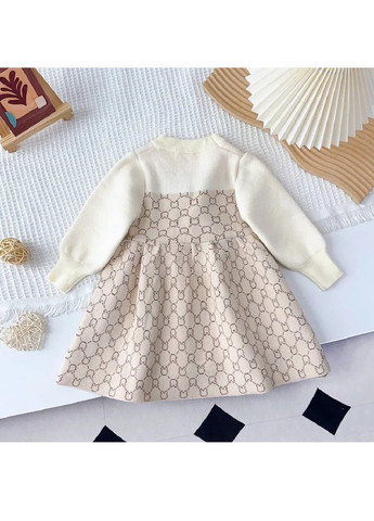 Бежева дитяча тепла святкова в'язана повсякденна сукня зі знімними бантиками для дівчаток (481705-prob) бежева розмір 120 Unbranded (365574411)