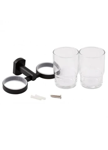 Склянка з тримачем Liberty настінна подвійна QTLIBBLM1155 Black Qtap (321997698)