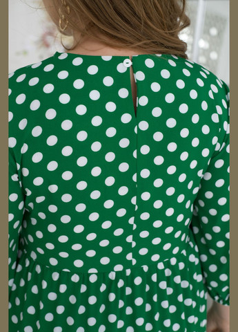 Зеленое повседневный платье в горошек с воланом а-силуэт No Brand в горошек