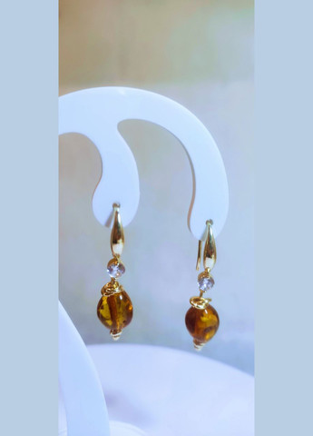 Сережки 2678 з натурального бурштину Медовий відтінок MINOV (311310539)