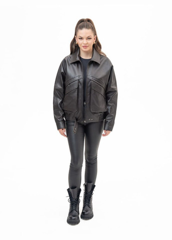 Коричневая демисезонная женская кожаная куртка весна Fabio Monti