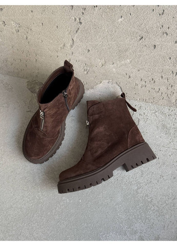 Осенние стильные женские ботинки No Brand с молнией из натуральной замши