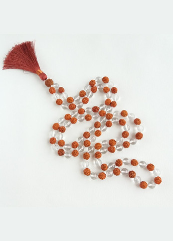 Чотки з Гірського кришталю та Рудракші з вузлами 108 намистин d 8мм No Brand (331293571)