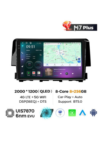 Штатная магнитола Makede M7 Plus Honda 10 (2015-2020) M7 Plus 2k 360 8Gb+256Gb Mekede Civic (351868627)