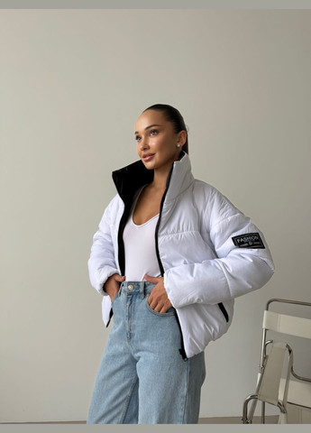 Чорно-біла демісезонна двухстороння жіноча курточка, синтепон 200 No Brand