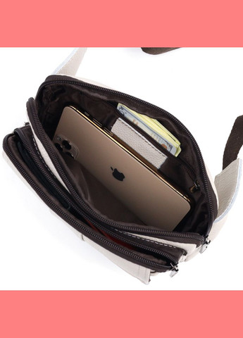 Сумка чоловіча через плече шкіряна бананка 21305 Біла Vintage (302008935)