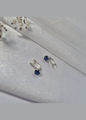 Серебряные серёжки серьги с Синими камнями серебро 925 пробы Родированное 82112с 2.50г No Brand (306741353)